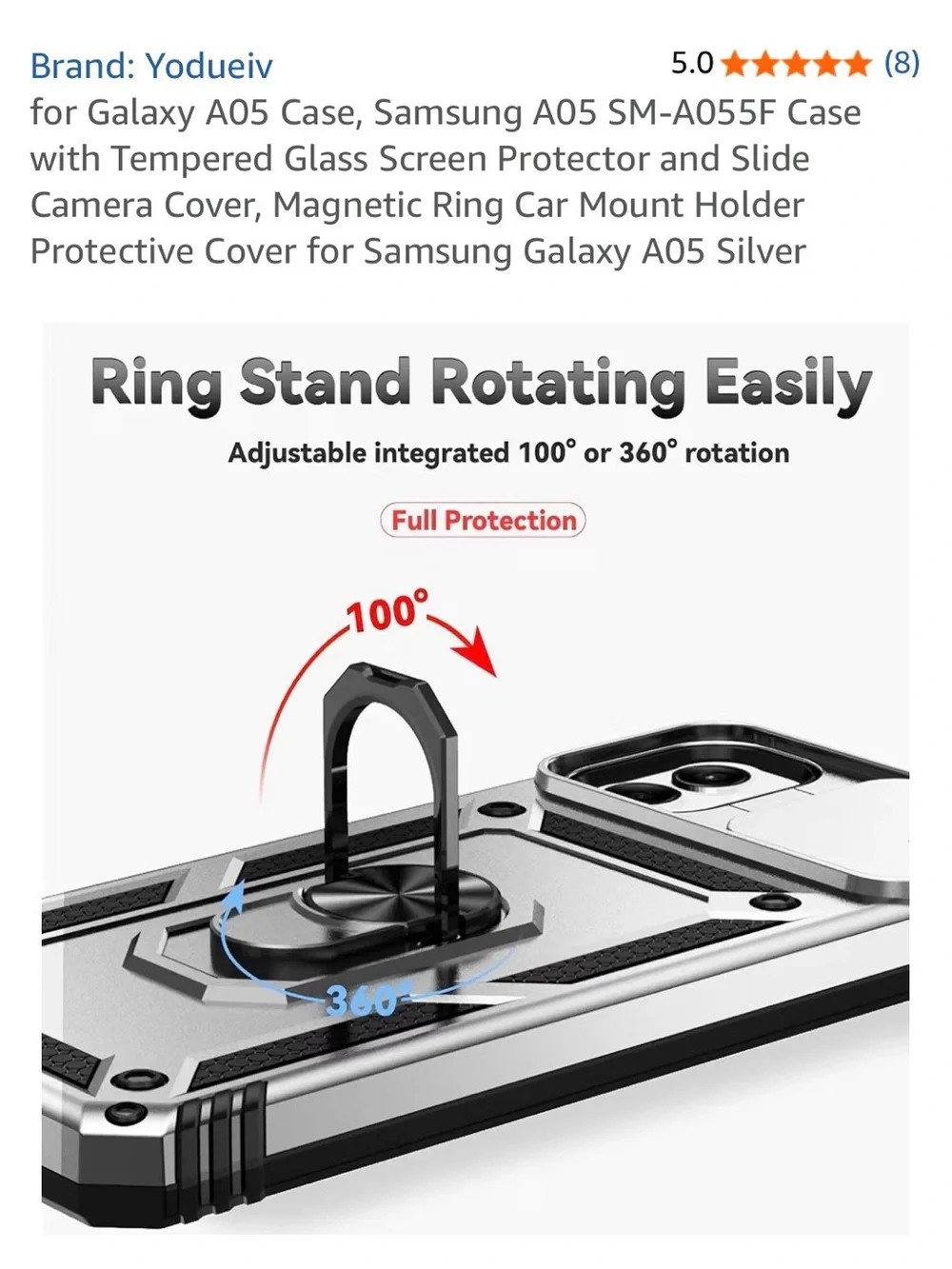 Silver Rugged Ring Case for Samsung Galaxy A05